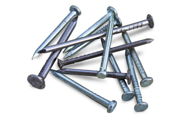 Metal nails isolated on transparent background.