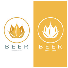 Beer logo template with vintage craft wheat.For badge, emblem,malt,beer company,bar,alcoholic drink