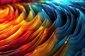 Abstract background of many colored paper sheets, 3d render illustration. Ai generated.