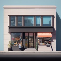 Storefront View: A simple front-facing depiction of a shop