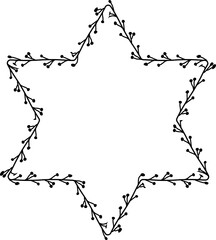 Hexagram shape Flower frame wreath vector Leaves border floral photo frame romantic Botanical Branches decoration wedding anniversary birthday new year newborn Christmas valentine winner award