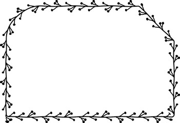 Snip and Round Single Side Rectangle shape Flower frame wreath vector Leaves border floral photo frame romantic Botanical Branches decoration wedding anniversary birthday new year newborn Christmas