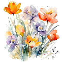 Obraz na płótnie Canvas watercolor summer flowers