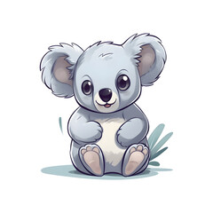 Playful Leaf Muncher: 2D Illustration of a Cute Koala