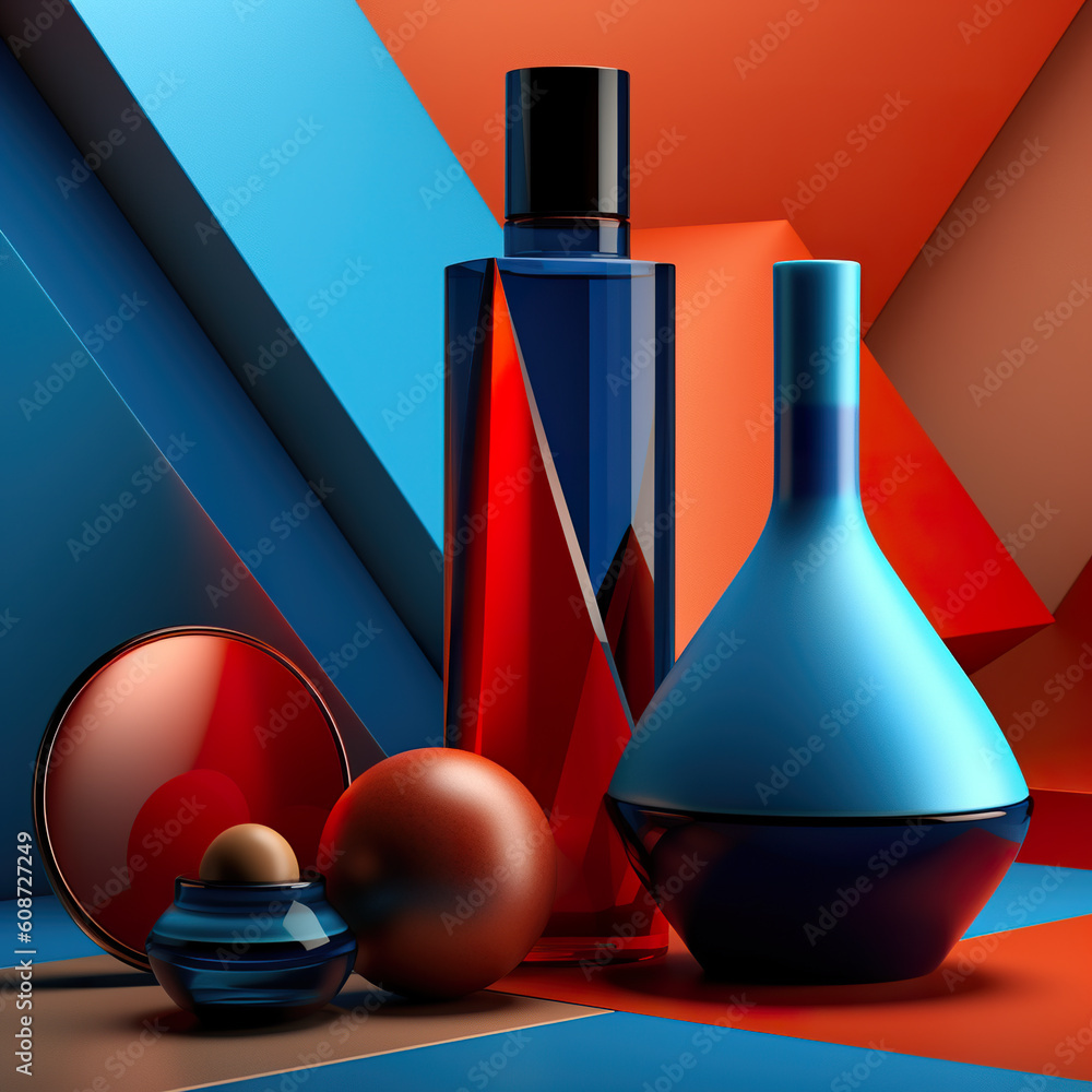 Poster a group of vases sitting on top of a table. generative ai.