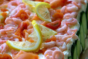 a close up of a massive swedish Smorgas-cake