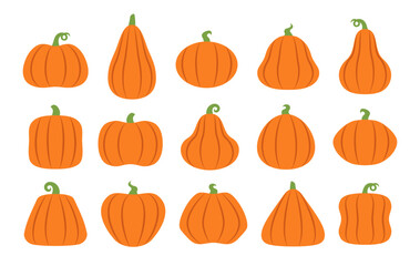 Set of vector pumpkins isolated on white background