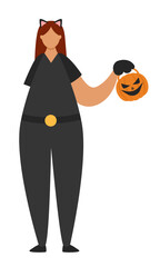 Vector girl without hand in catwoman costume. Halloween costume