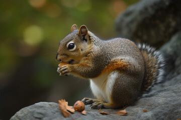 Naklejka na ściany i meble a squirrel eating nuts generative AI.
