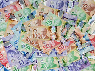 Canadian Cash Background, Canadian Currency Dollar Bills, Canada Savings