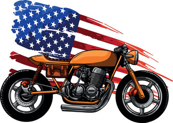 custom bike Cafe racer motor bike with american flag - 608731253