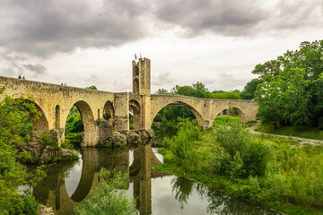 medieval fortified bridge in Besalu,Spain