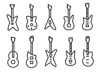 Guitar icons set. guitar symbol icon illustration vector. on white background