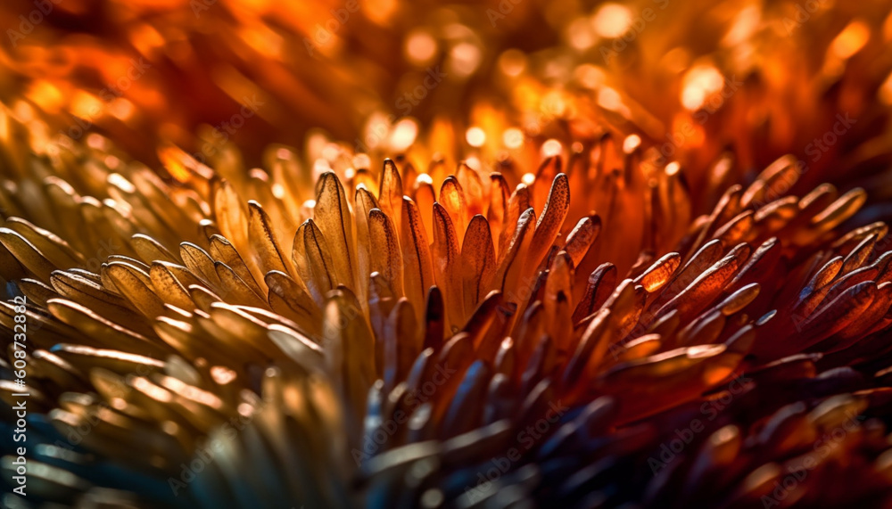Poster abstract macro pattern of a yellow leaf in defocused background generated by ai