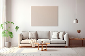 modern blank frame on a modern living room