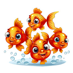 Cheerful Fish Cute Clipart Illustration with High Color Saturation 