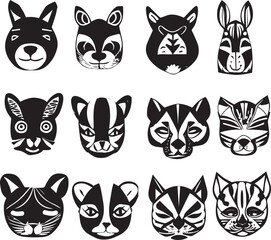  Cute animal masks black and white 