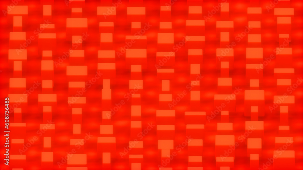 Poster red hi-tech cg pattern of geometric cuboids - randomize - abstract 3d illustration