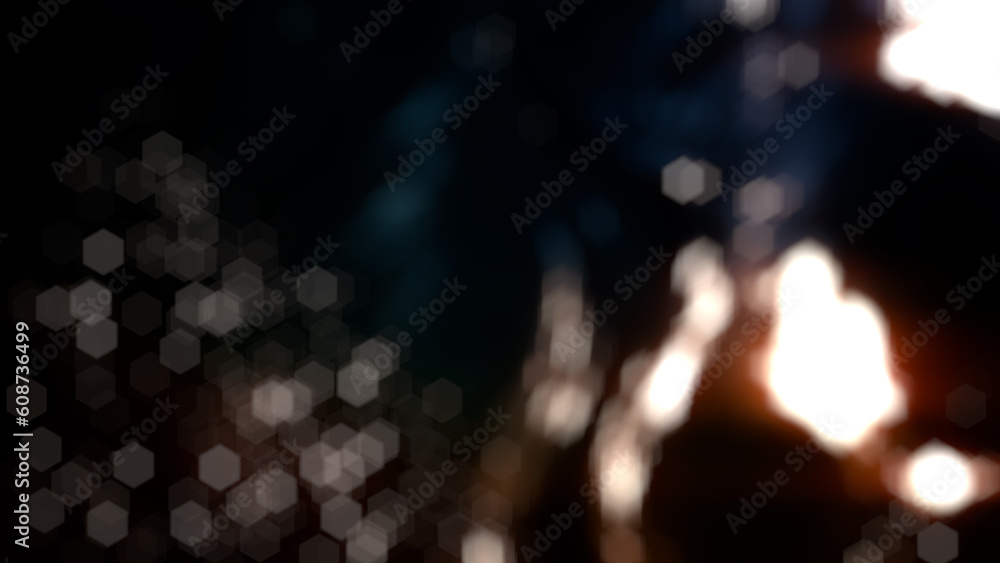Aufkleber dark teal - orange shimmering curved objects bokeh backdrop - abstract 3d rendering