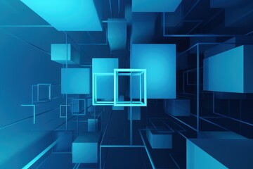 an abstract blue background with squares and rectangles, generative AI