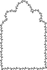 Pointed Cinquefoil Arch Leaf rectangular frame architectural window door ornate flower frame floral leaf borders natural Botanical Branches decoration wedding card anniversary celebration beautiful