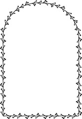 Round Arch Leaf rectangular frame architectural window door ornate flower frame floral leaf borders natural Botanical Branches decoration wedding card anniversary celebration beautiful arabesque