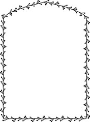 Pseudo Four centered arch Leaf rectangular frame architectural window door ornate flower frame floral leaf borders natural Botanical Branches decoration wedding card anniversary celebration beautiful 