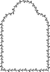 Trefoil Arch Leaf rectangular frame architectural window door ornate flower frame floral leaf borders natural Botanical Branches decoration wedding card anniversary celebration beautiful arabesque