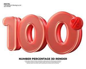 3D number sale discount 100% red color