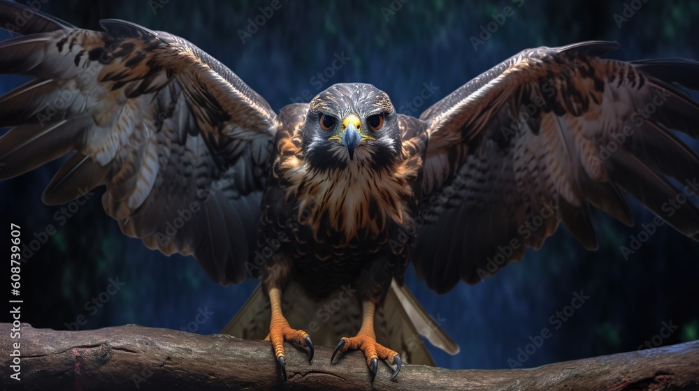Aufkleber a large bird sitting on top of a tree branch with its wings spread. generative ai