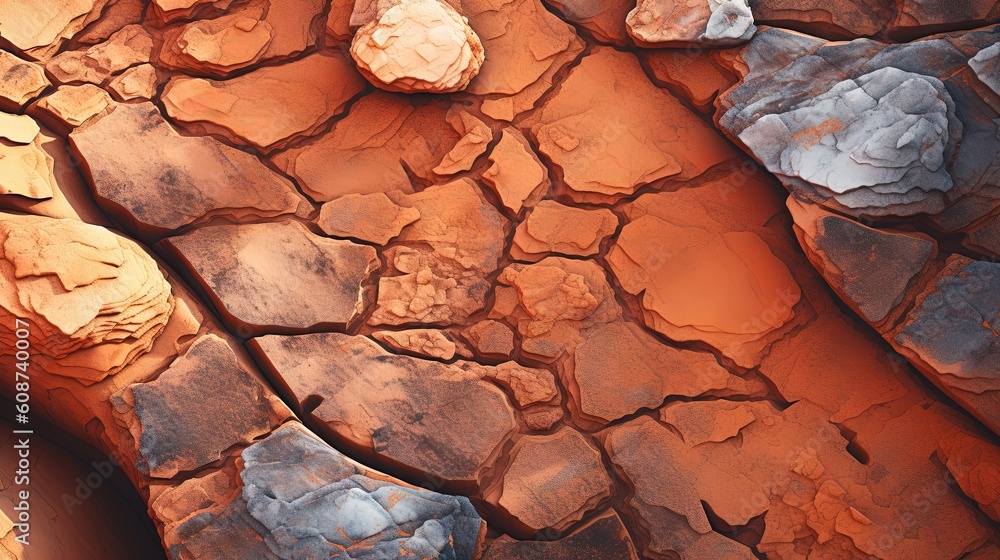 Poster a close up of a rock formation with a red background. generative ai