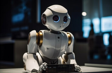 Fototapeta premium Embracing the AI Renaissance: A Vision of a Future Imbued with Advanced Robotics, Transforming Everyday Life and Pioneering the New Era of Artificial Intelligence and Robots.