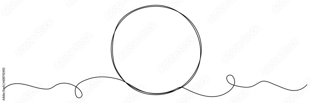 Poster circle continuous one line drawn. abstract round frame linear symbol. vector illustration isolated o