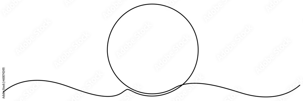 Poster circle continuous one line drawn. abstract round frame linear symbol. vector illustration isolated o