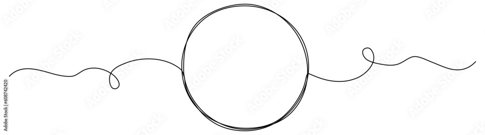Poster circle continuous one line drawn. abstract round frame linear symbol. vector illustration isolated o