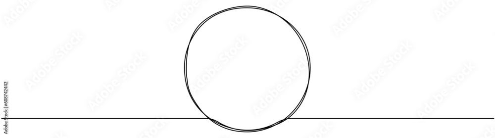 Poster circle continuous one line drawn. abstract round frame linear symbol. vector illustration isolated o