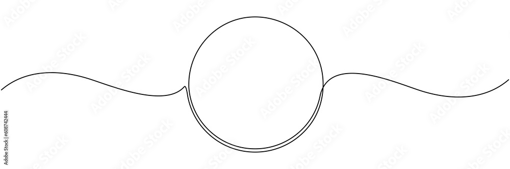 Poster circle continuous one line drawn. abstract round frame linear symbol. vector illustration isolated o