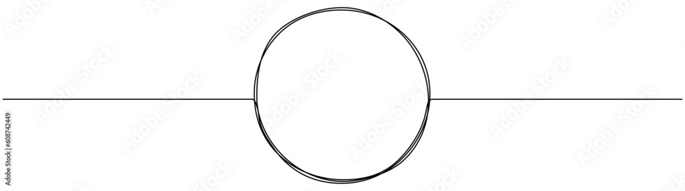 Poster circle continuous one line drawn. abstract round frame linear symbol. vector illustration isolated o