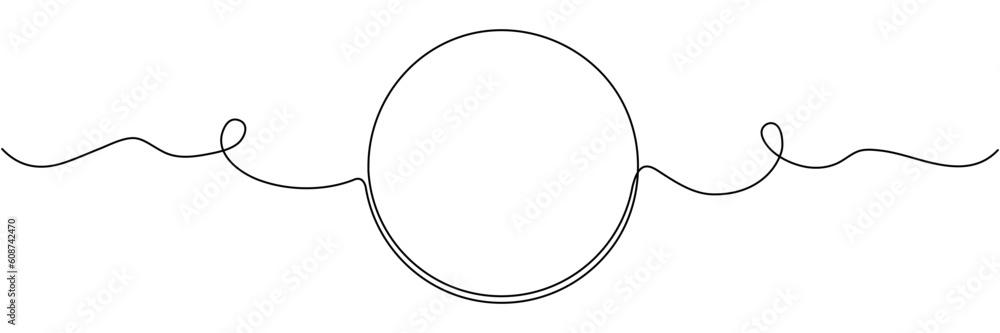 Poster circle continuous one line drawn. abstract round frame linear symbol. vector illustration isolated o
