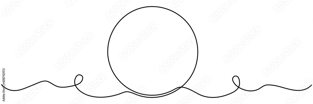 Poster circle continuous one line drawn. abstract round frame linear symbol. vector illustration isolated o