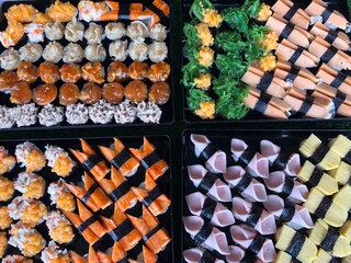 Close up   Of sushi japan foods at market
