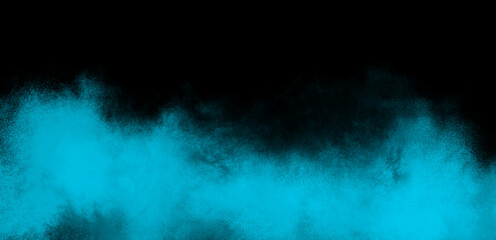 Turquoise color powder explosion isolated on black background. Royalty high-quality free stock Freeze motion Turquoise green powder exploding. Colorful dust explode. Paint Holi, dust particles splash