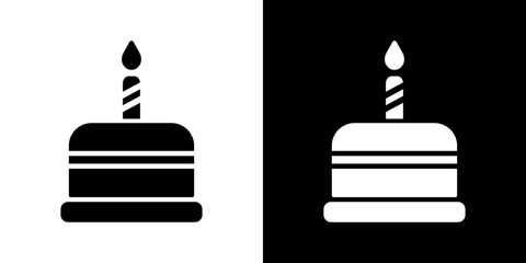 black and white cake with candle vector