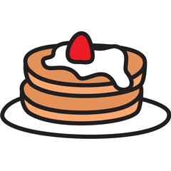 Pancake with Whipcream and Strawberry Topping Breakfast Doodle