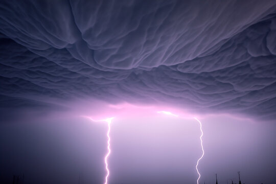 Ray. Lightning. Electric storm. Strong electrical storm with a multitude of lightning and thunder. Lightning storm over fields of Spain. Photography of lightning.