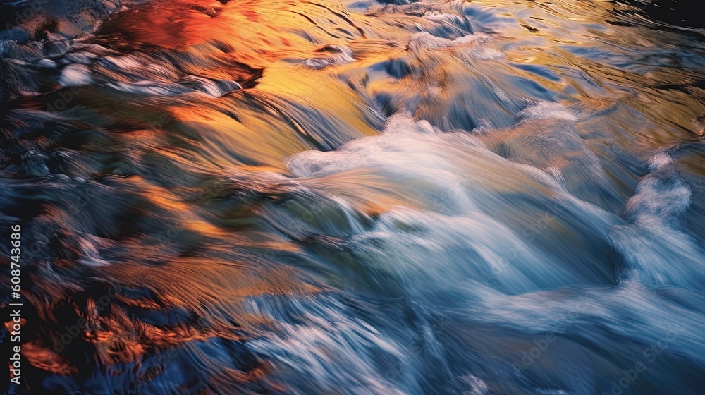 Poster a close up of a stream of water with rocks in the background. generative ai