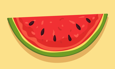 Watermelon. Cartoon watermelon. Slice of watermelon with seeds. Vector illustration on a gray background.	