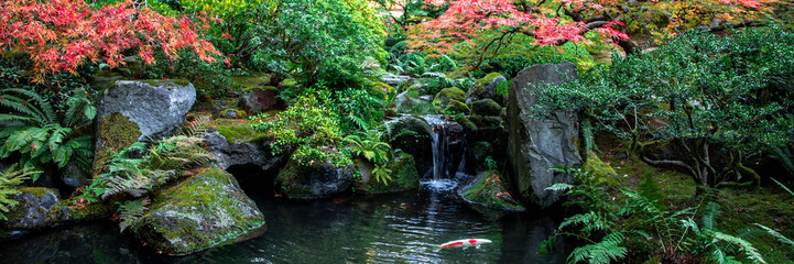 Japanese Garden Pond with Waterfall