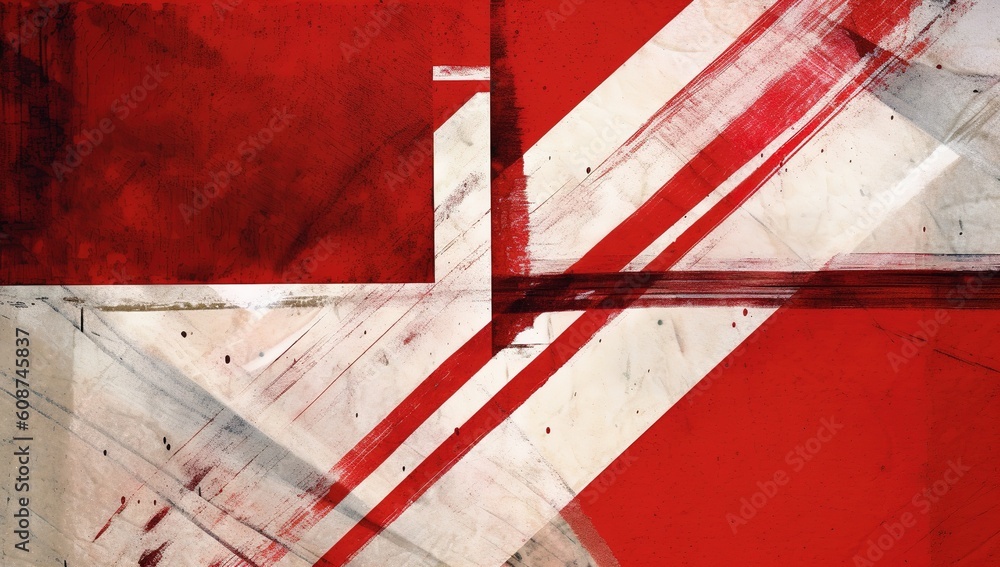 Poster red geometric with colorful gradient background