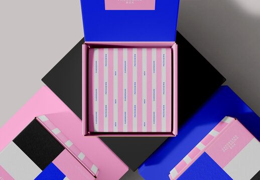 Top View of Mailing Boxes on Podiums Mockup